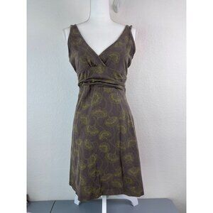 Patagonia women's large brown‎ floral faux wrap sleeveless organic cotton dress